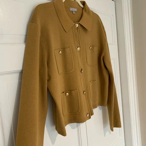 J. Crew Women's Mustard Button-Front Pocket Jacket - Picture 3 of 3